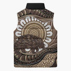 Indigenous Echidna Australia Sleeveless Puffer Jacket Australian Aboriginal Art Proud