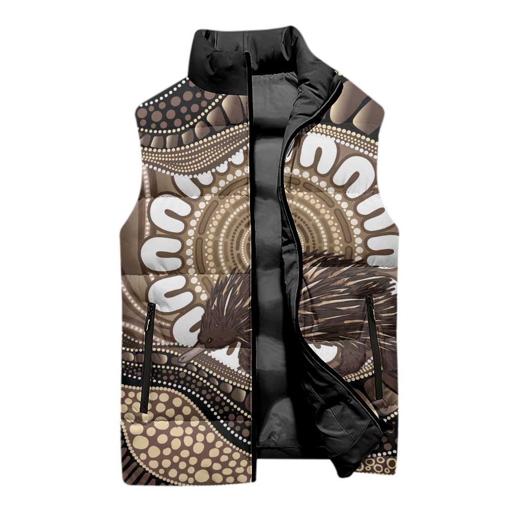 Indigenous Echidna Australia Sleeveless Puffer Jacket Australian Aboriginal Art Proud