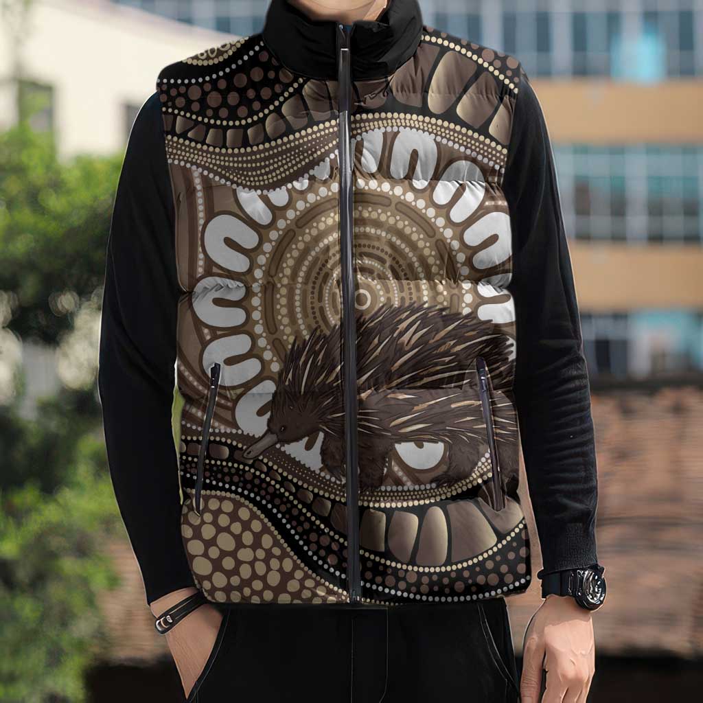Indigenous Echidna Australia Sleeveless Puffer Jacket Australian Aboriginal Art Proud