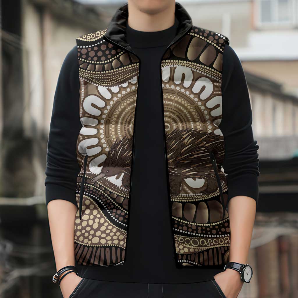 Indigenous Echidna Australia Sleeveless Puffer Jacket Australian Aboriginal Art Proud
