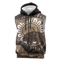 Indigenous Echidna Australia Sleeveless Zip Hoodie Australian Aboriginal Art Proud