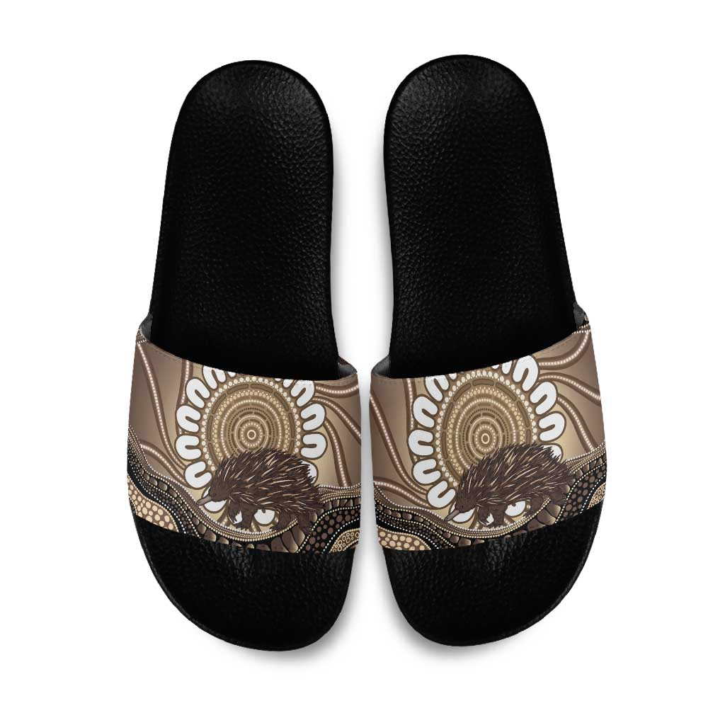 Indigenous Echidna Australia Slide Sandals Australian Aboriginal Art Proud