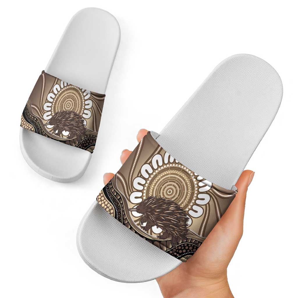 Indigenous Echidna Australia Slide Sandals Australian Aboriginal Art Proud