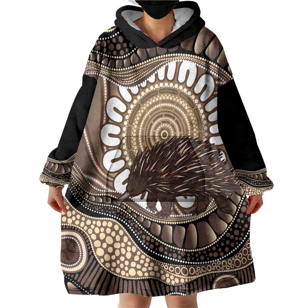 Indigenous Echidna Australia Wearable Blanket Hoodie Australian Aboriginal Art Proud