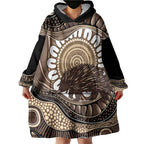 Indigenous Echidna Australia Wearable Blanket Hoodie Australian Aboriginal Art Proud