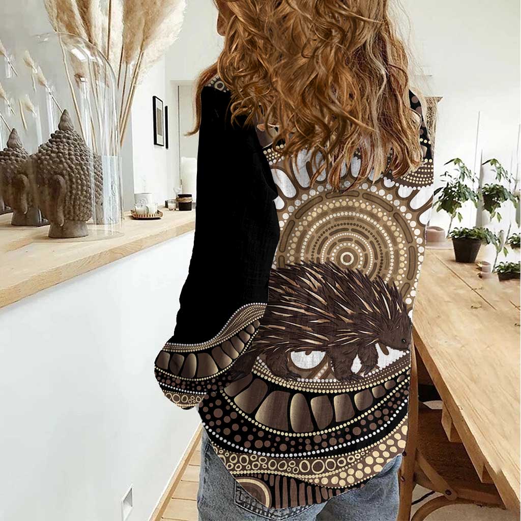 Indigenous Echidna Australia Women Casual Shirt Australian Aboriginal Art Proud