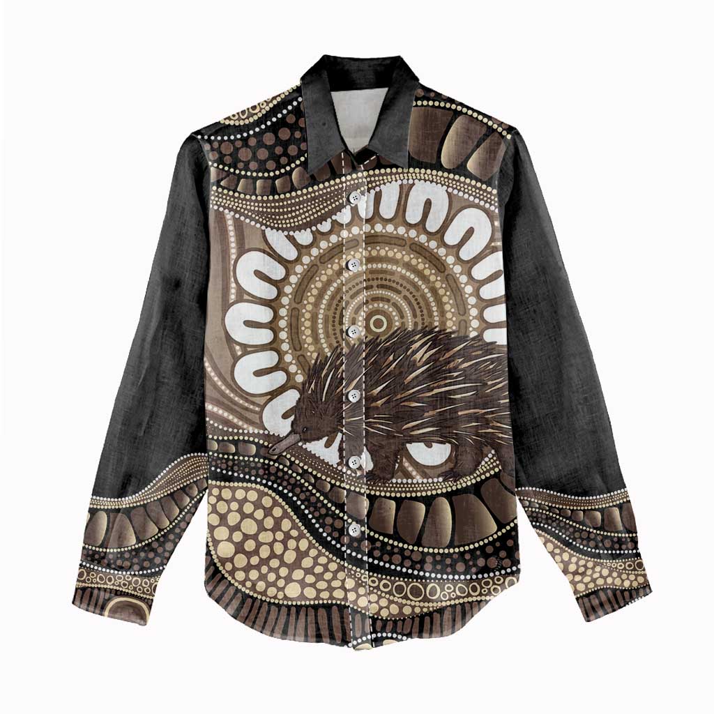 Indigenous Echidna Australia Women Casual Shirt Australian Aboriginal Art Proud
