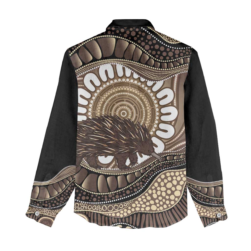 Indigenous Echidna Australia Women Casual Shirt Australian Aboriginal Art Proud