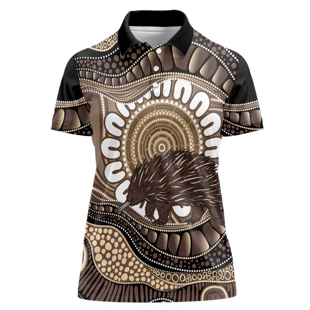 Indigenous Echidna Australia Women Polo Shirt Australian Aboriginal Art Proud