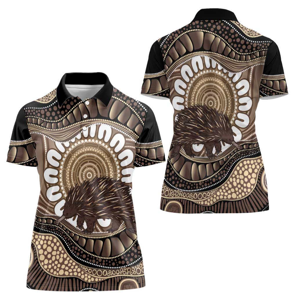 Indigenous Echidna Australia Women Polo Shirt Australian Aboriginal Art Proud