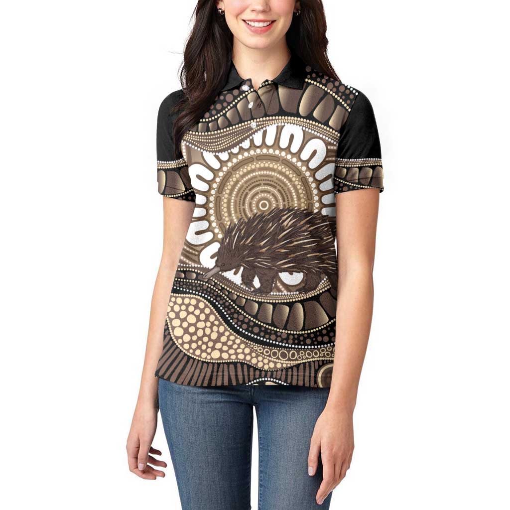 Indigenous Echidna Australia Women Polo Shirt Australian Aboriginal Art Proud