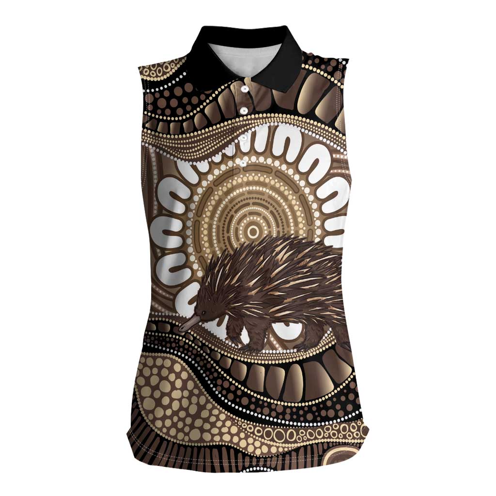 Indigenous Echidna Australia Women Sleeveless Polo Shirt Australian Aboriginal Art Proud