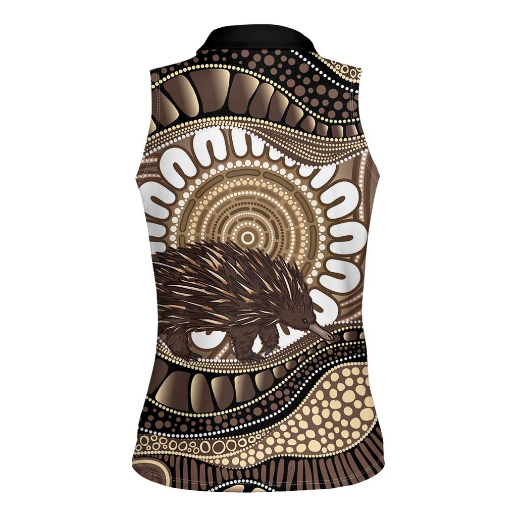 Indigenous Echidna Australia Women Sleeveless Polo Shirt Australian Aboriginal Art Proud