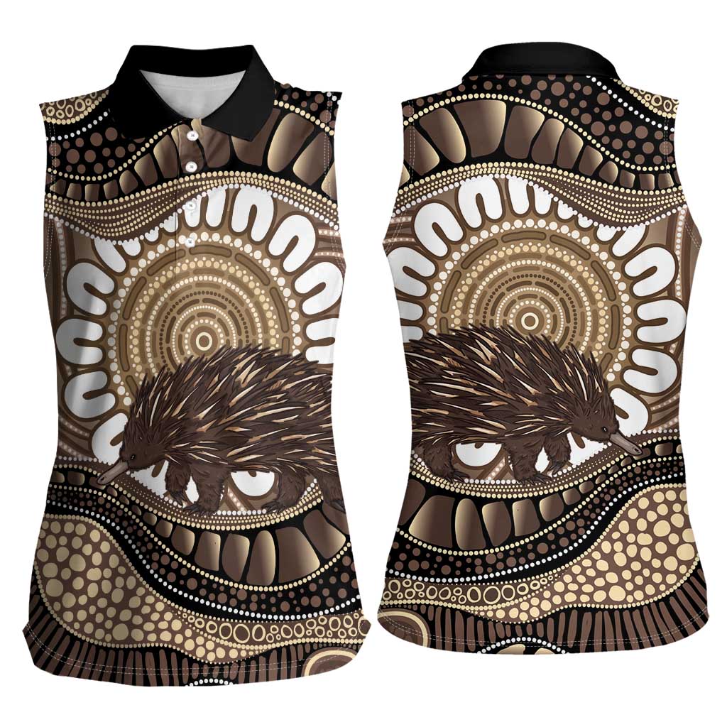 Indigenous Echidna Australia Women Sleeveless Polo Shirt Australian Aboriginal Art Proud