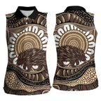 Indigenous Echidna Australia Women Sleeveless Polo Shirt Australian Aboriginal Art Proud