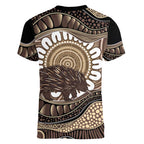 Indigenous Echidna Australia Women V-Neck T-Shirt Australian Aboriginal Art Proud