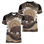 Indigenous Echidna Australia Women V-Neck T-Shirt Australian Aboriginal Art Proud