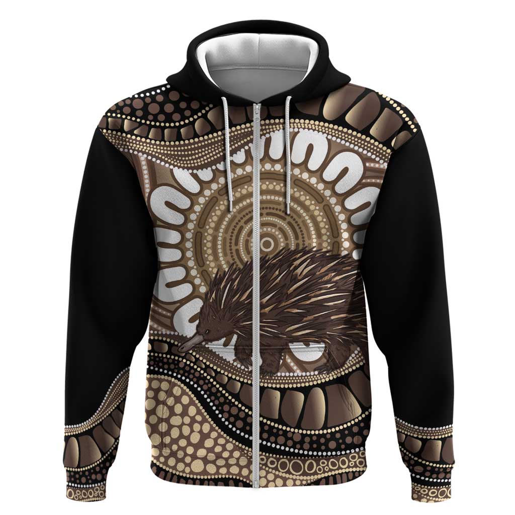 Indigenous Echidna Australia Zip Hoodie Australian Aboriginal Art Proud
