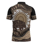 Indigenous Echidna Australia Zipper Polo Shirt Australian Aboriginal Art Proud