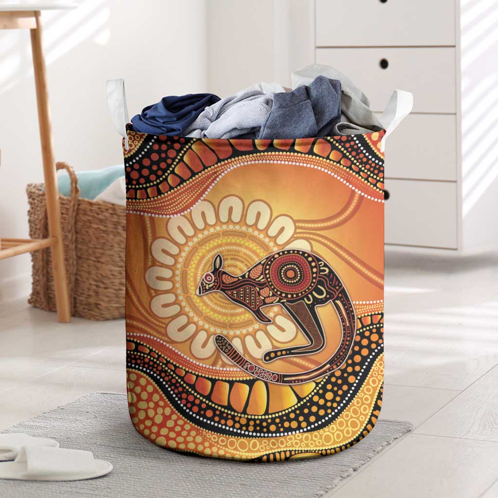 Indigenous Kangaroo Australia Laundry Basket Australian Aboriginal Art Proud