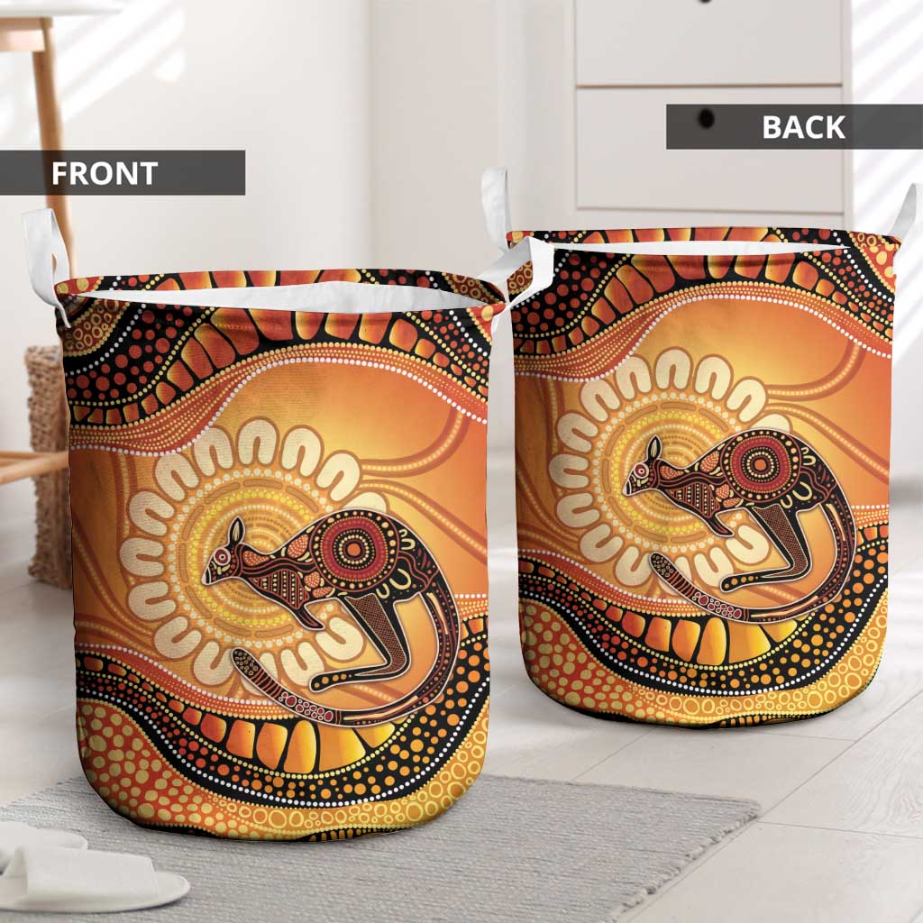 Indigenous Kangaroo Australia Laundry Basket Australian Aboriginal Art Proud