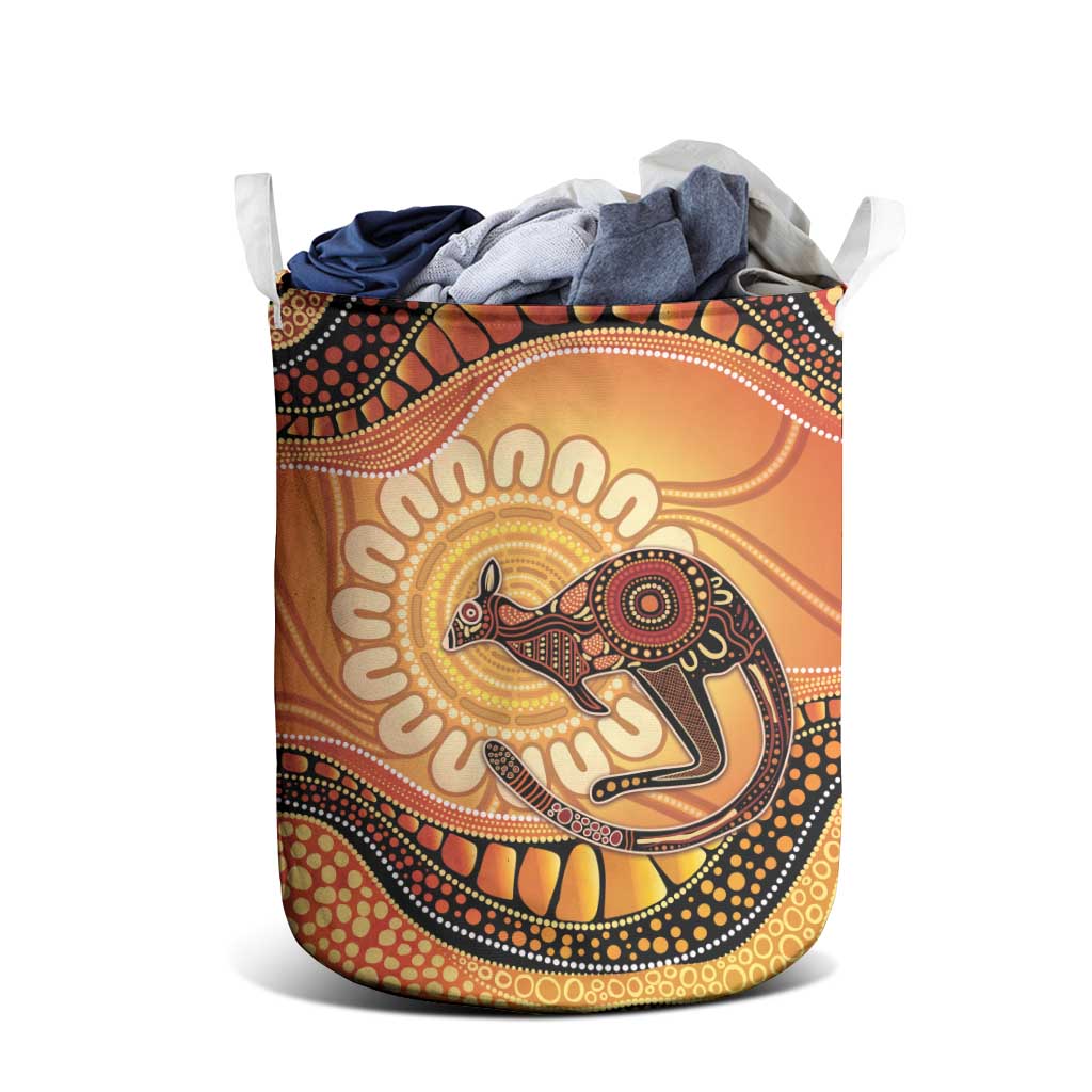 Indigenous Kangaroo Australia Laundry Basket Australian Aboriginal Art Proud