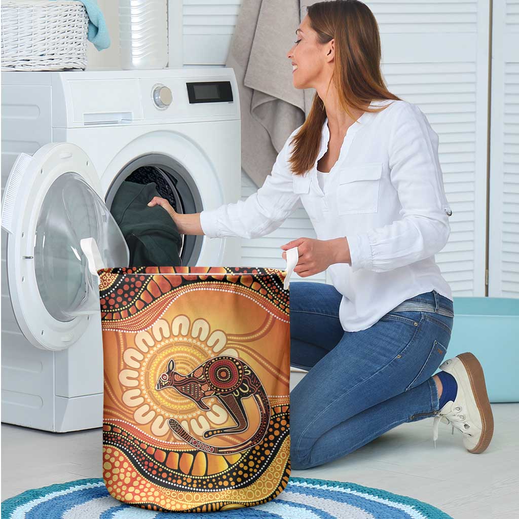 Indigenous Kangaroo Australia Laundry Basket Australian Aboriginal Art Proud