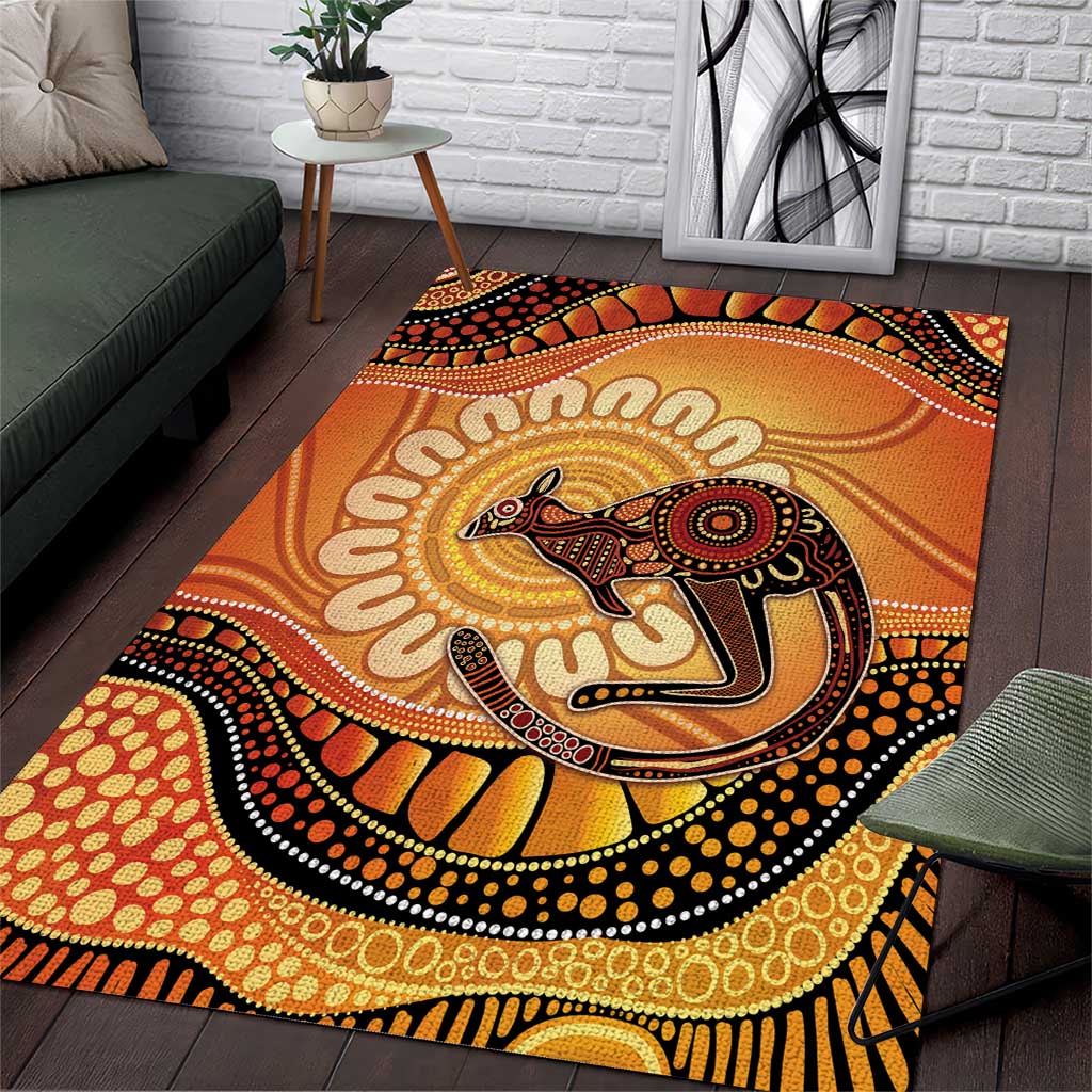 Indigenous Kangaroo Australia Area Rug Australian Aboriginal Art Proud