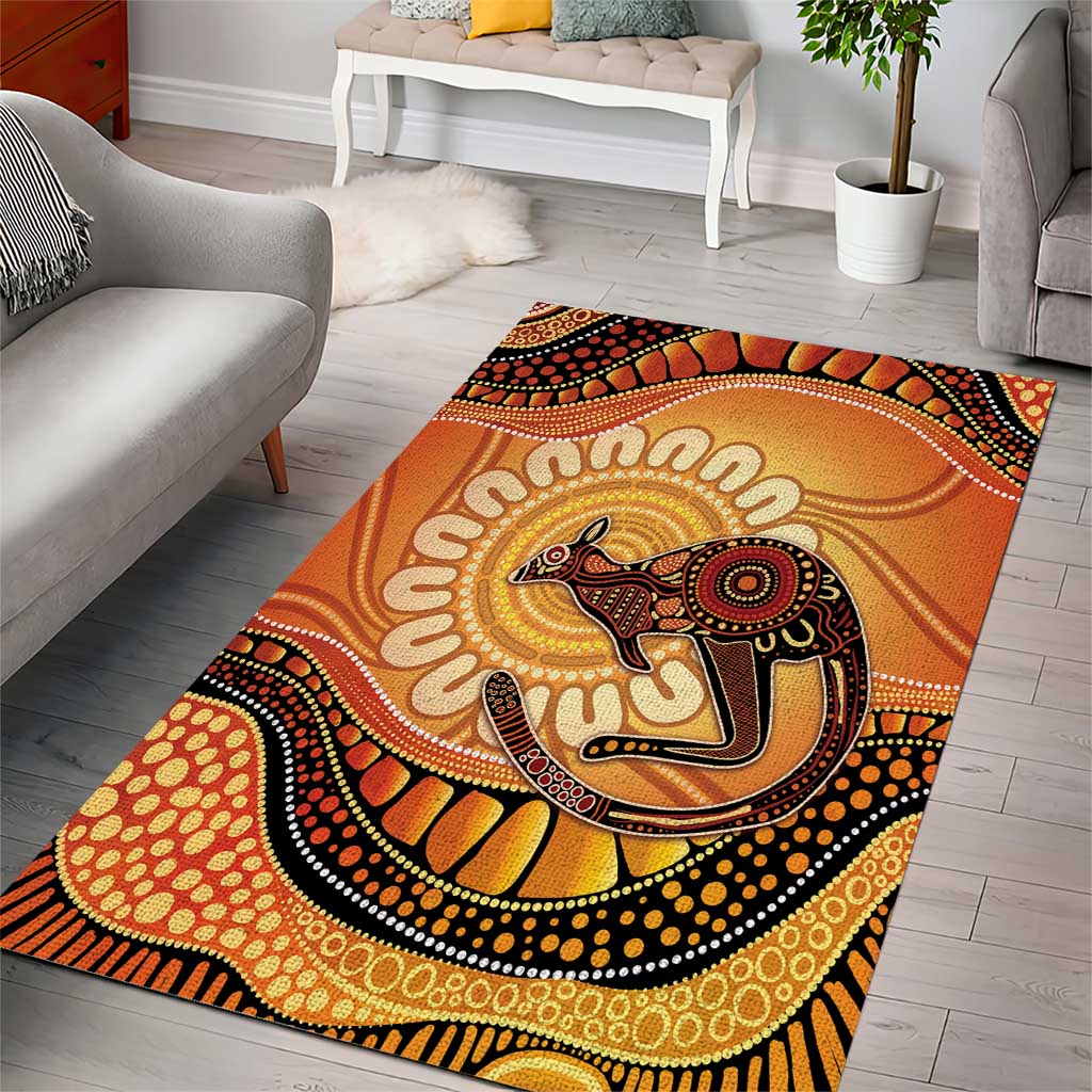 Indigenous Kangaroo Australia Area Rug Australian Aboriginal Art Proud