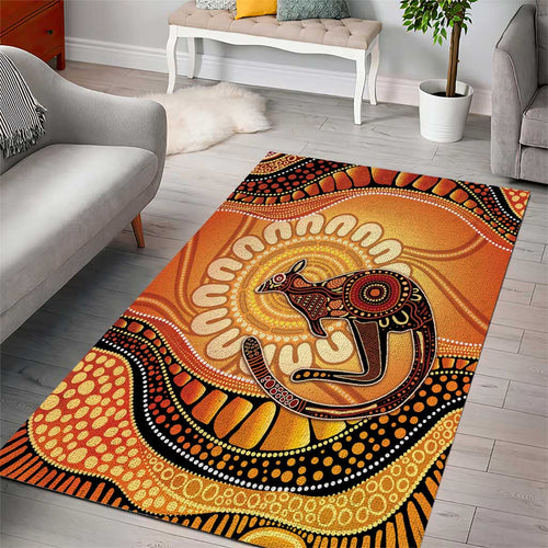 Indigenous Kangaroo Australia Area Rug Australian Aboriginal Art Proud
