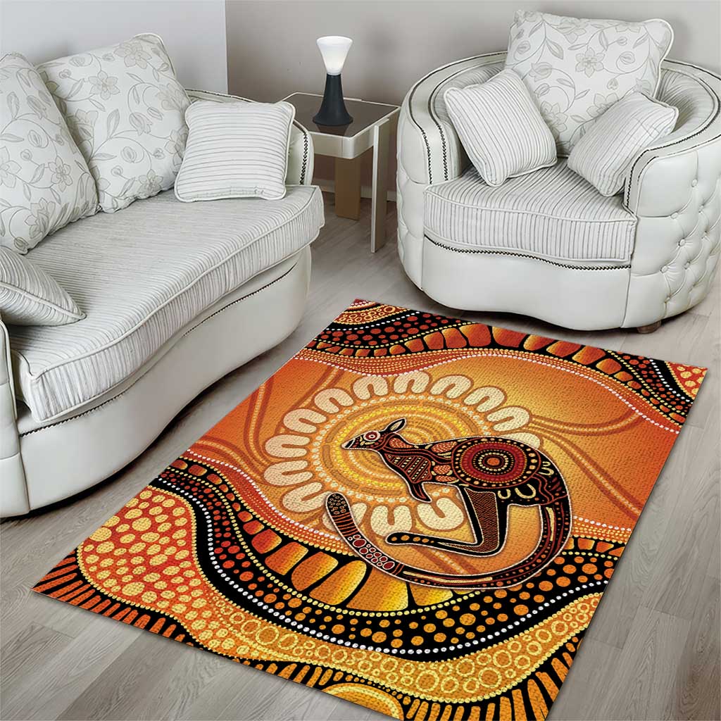 Indigenous Kangaroo Australia Area Rug Australian Aboriginal Art Proud