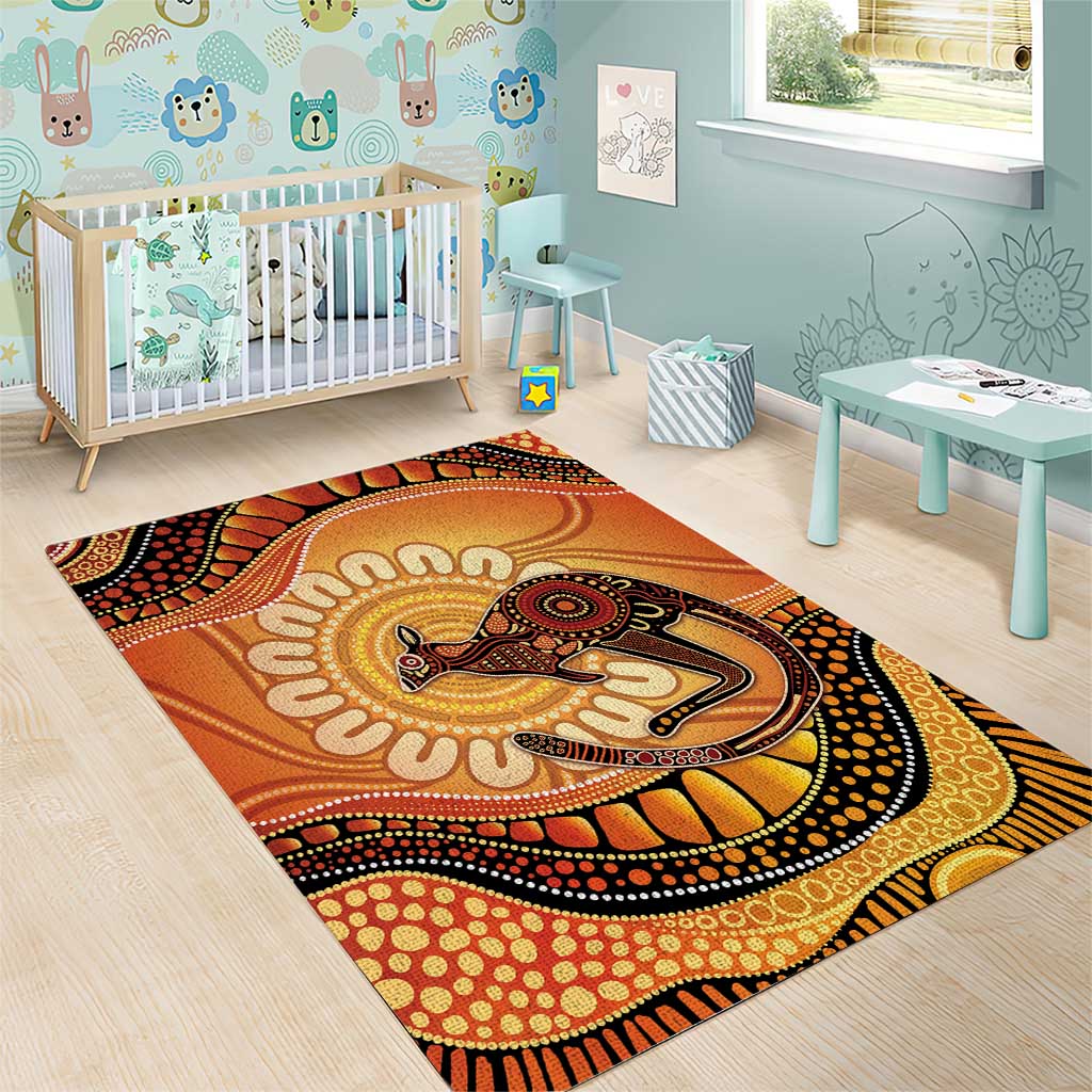 Indigenous Kangaroo Australia Area Rug Australian Aboriginal Art Proud