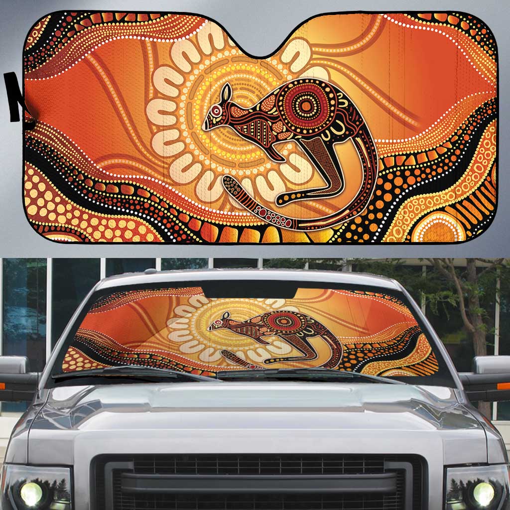 Indigenous Kangaroo Australia Auto Sun Shade Australian Aboriginal Art Proud
