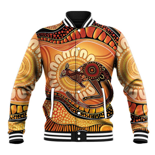 Indigenous Kangaroo Australia Baseball Jacket Australian Aboriginal Art Proud