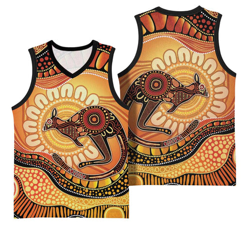 Indigenous Kangaroo Australia Basketball Jersey Australian Aboriginal Art Proud