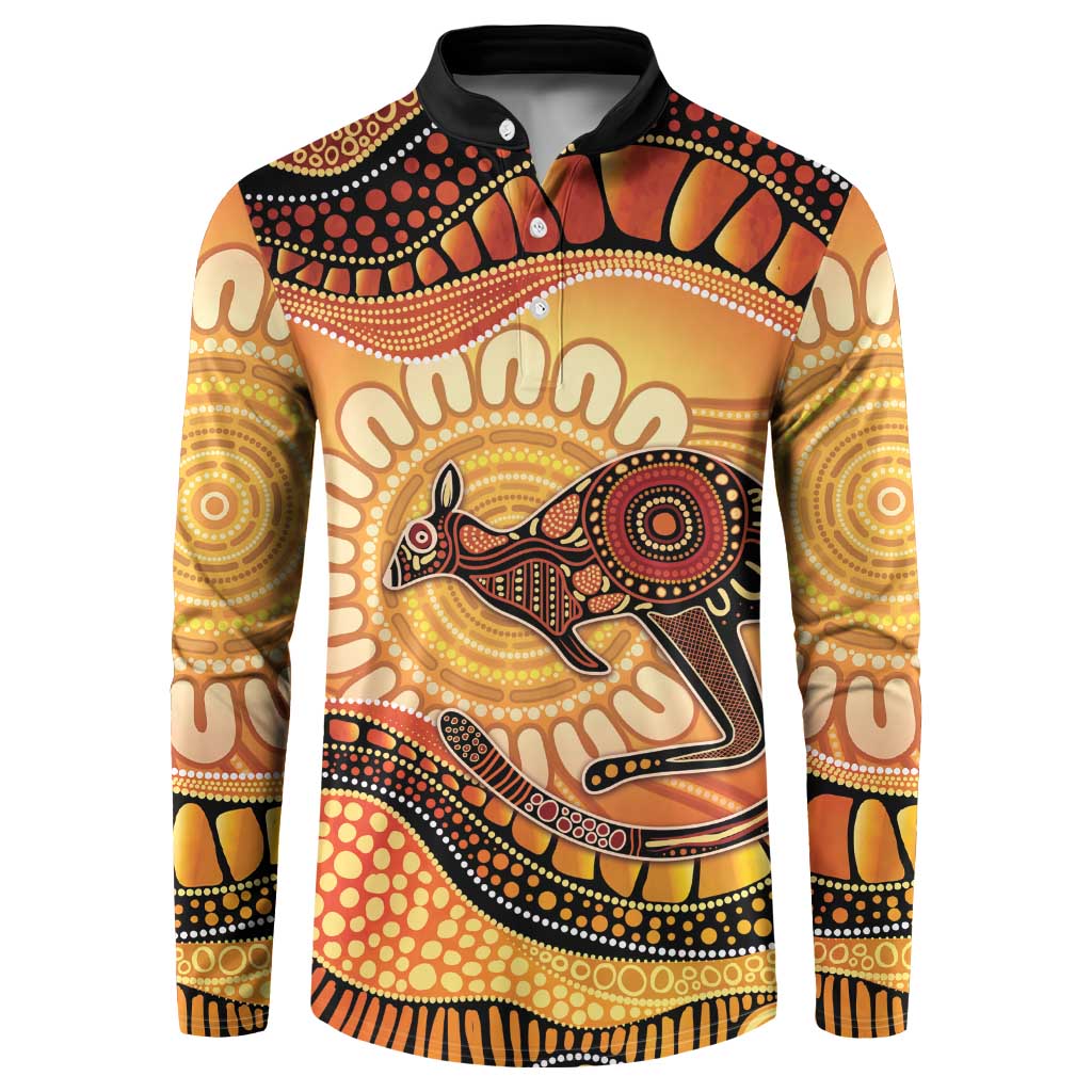 Indigenous Kangaroo Australia Button Sweatshirt Australian Aboriginal Art Proud