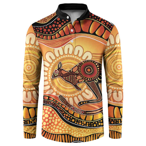 Indigenous Kangaroo Australia Button Sweatshirt Australian Aboriginal Art Proud