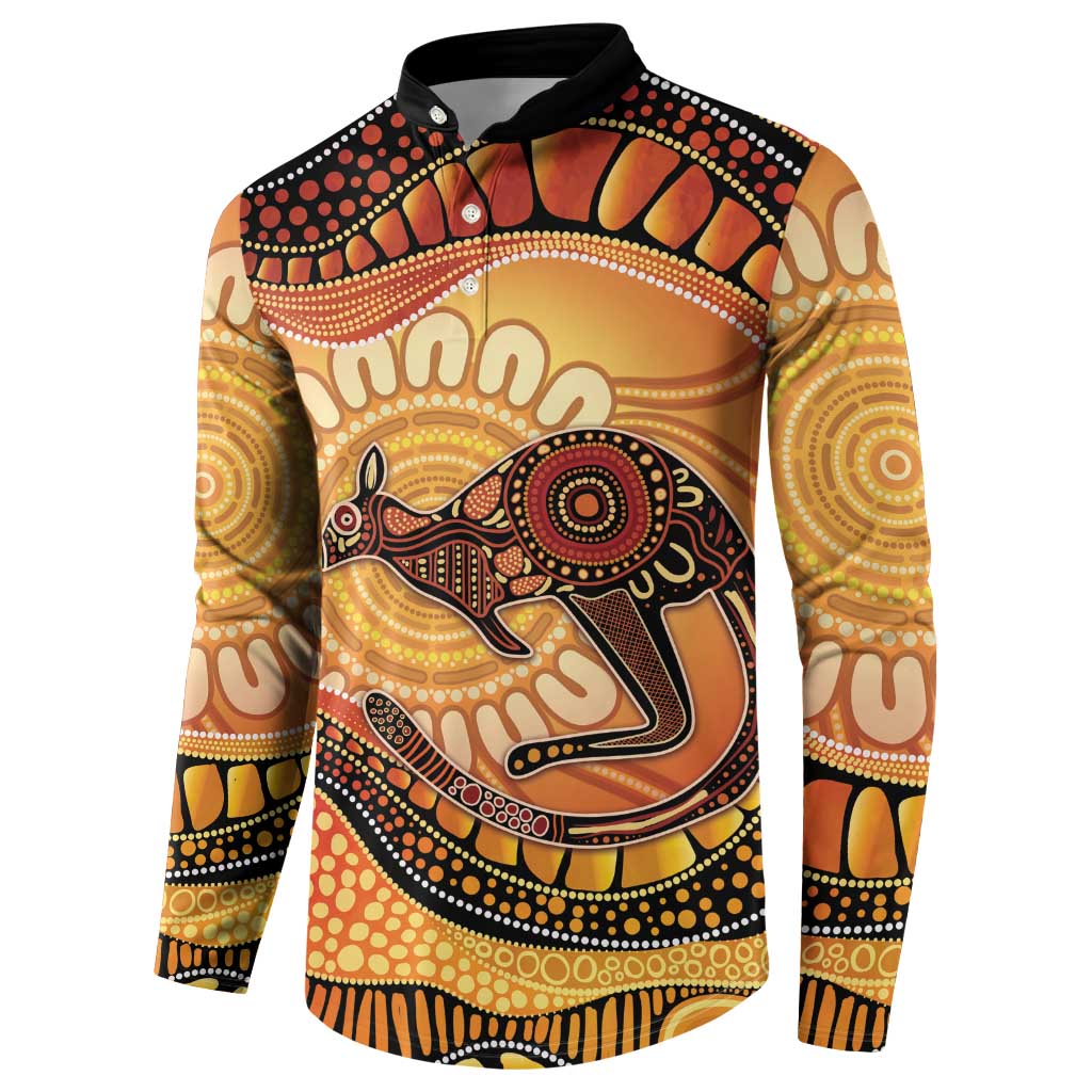 Indigenous Kangaroo Australia Button Sweatshirt Australian Aboriginal Art Proud