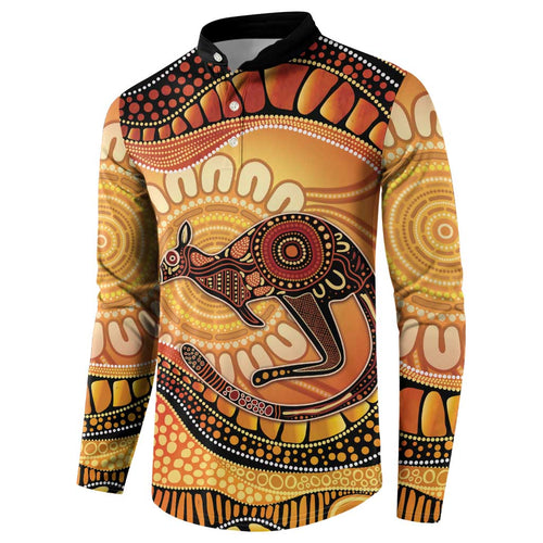 Indigenous Kangaroo Australia Button Sweatshirt Australian Aboriginal Art Proud