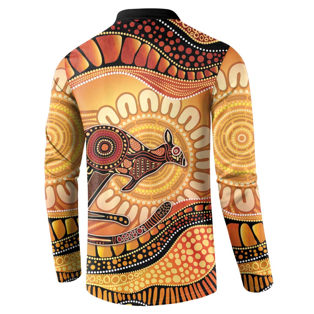 Indigenous Kangaroo Australia Button Sweatshirt Australian Aboriginal Art Proud