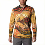 Indigenous Kangaroo Australia Button Sweatshirt Australian Aboriginal Art Proud