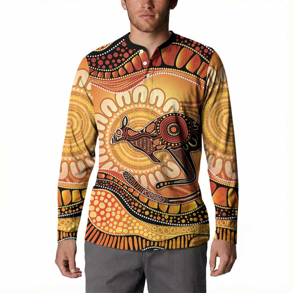 Indigenous Kangaroo Australia Button Sweatshirt Australian Aboriginal Art Proud