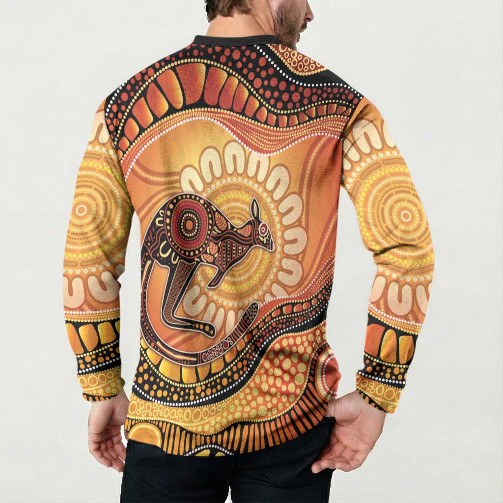 Indigenous Kangaroo Australia Button Sweatshirt Australian Aboriginal Art Proud