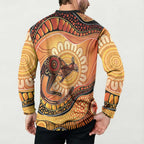 Indigenous Kangaroo Australia Button Sweatshirt Australian Aboriginal Art Proud