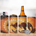 Indigenous Kangaroo Australia 4 in 1 Can Cooler Tumbler Australian Aboriginal Art Proud