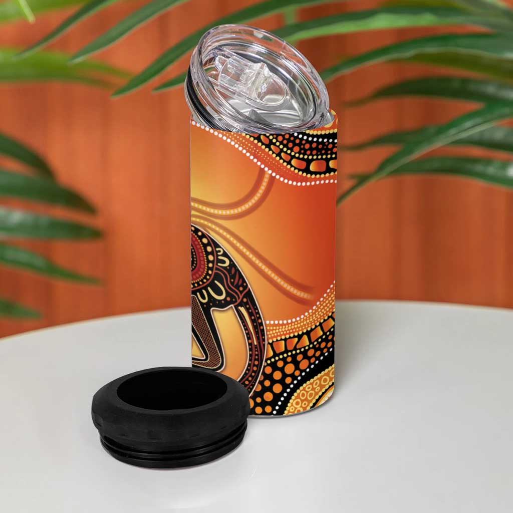 Indigenous Kangaroo Australia 4 in 1 Can Cooler Tumbler Australian Aboriginal Art Proud