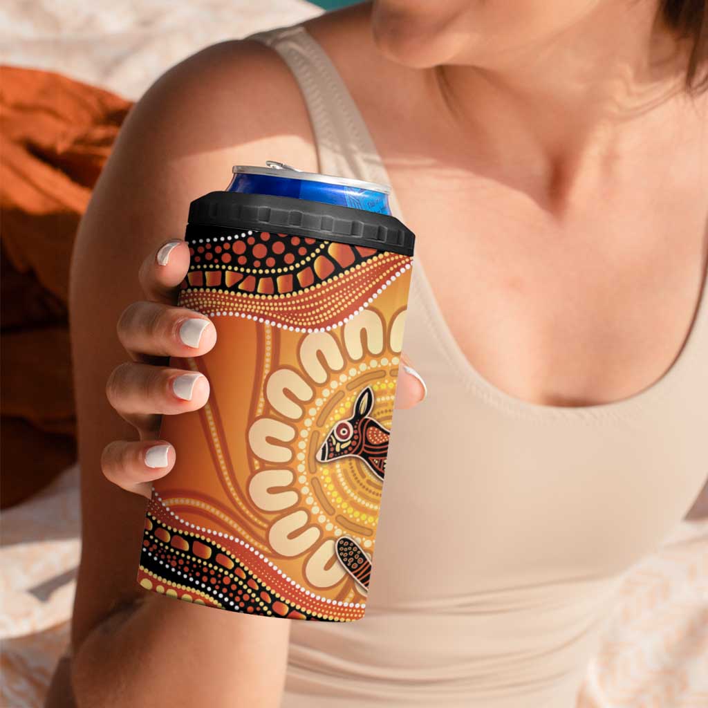 Indigenous Kangaroo Australia 4 in 1 Can Cooler Tumbler Australian Aboriginal Art Proud