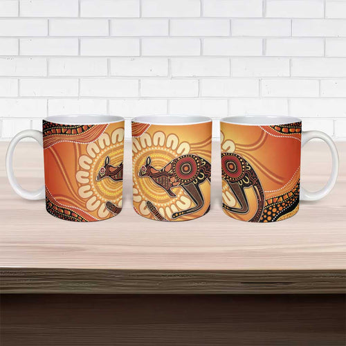 Indigenous Kangaroo Australia Ceramic Mug Australian Aboriginal Art Proud