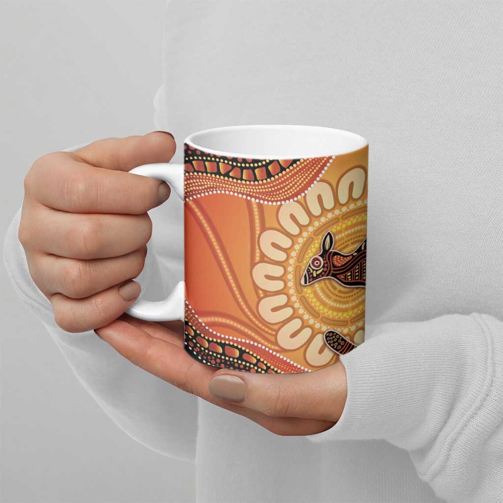Indigenous Kangaroo Australia Ceramic Mug Australian Aboriginal Art Proud