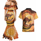 Indigenous Kangaroo Australia Couples Matching Mermaid Dress and Hawaiian Shirt Australian Aboriginal Art Proud